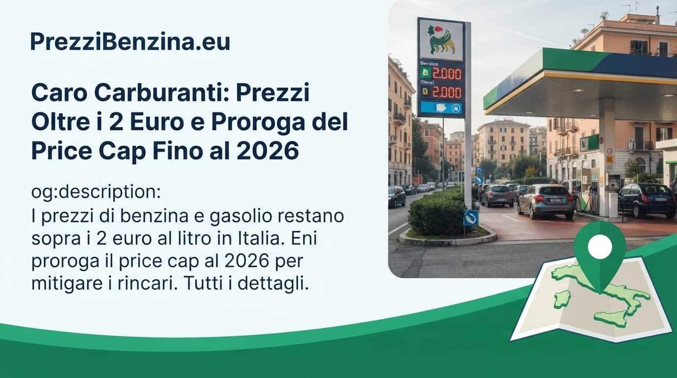 Caro Carburanti: Prezzi Oltre i 2 Euro e Proroga del Price Cap Fino al 2026